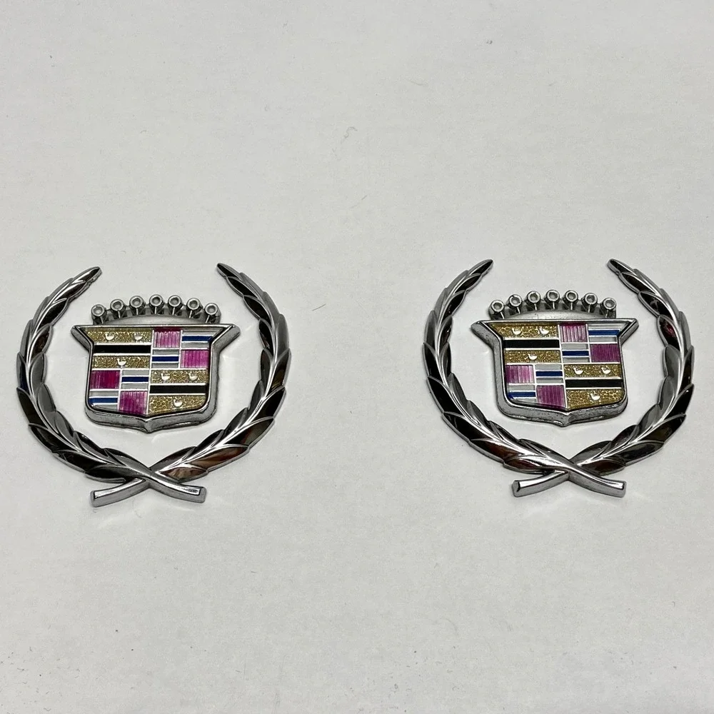 Cadillac Emblems 1970-89 OEM Deville Seville Eldorado Vintage GM Wreaths + Logos